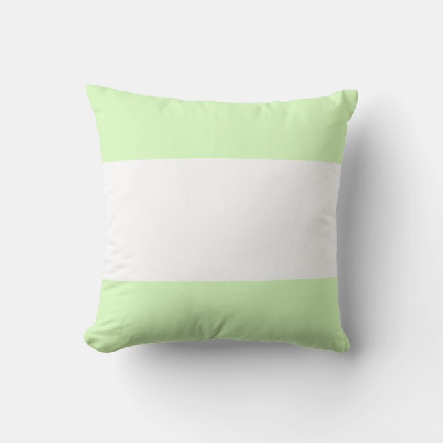 Limegroene pastel & witte balk ontwerp kussen (Voorkant)