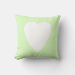 Limegroene pastel & witte hartvormige ontwerp kussen