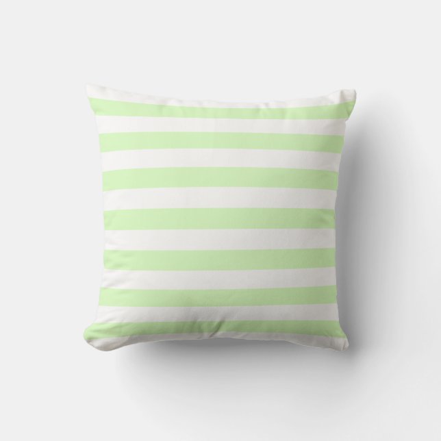 Limegroene pastel & witte lijnen patroon kussen (Voorkant)