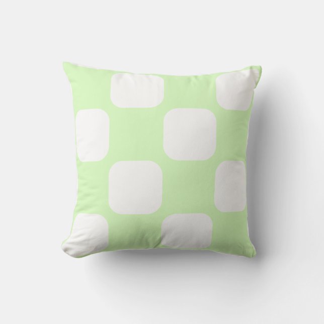 Limegroene pastel & witte vierkante patroonontwerp kussen (Voorkant)
