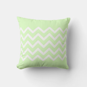 Limegroene pastel & witte zigzagpatroonontwerp kussen