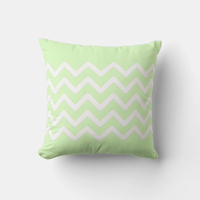 Limegroene pastel & witte zigzagpatroonontwerp kussen (Voorkant)