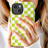 Limegroene Retro Geruite Patroon Monogram Case-Mate iPhone Case