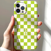 Limegroene Retro Geruite Patroon Monogram Case-Mate iPhone Case