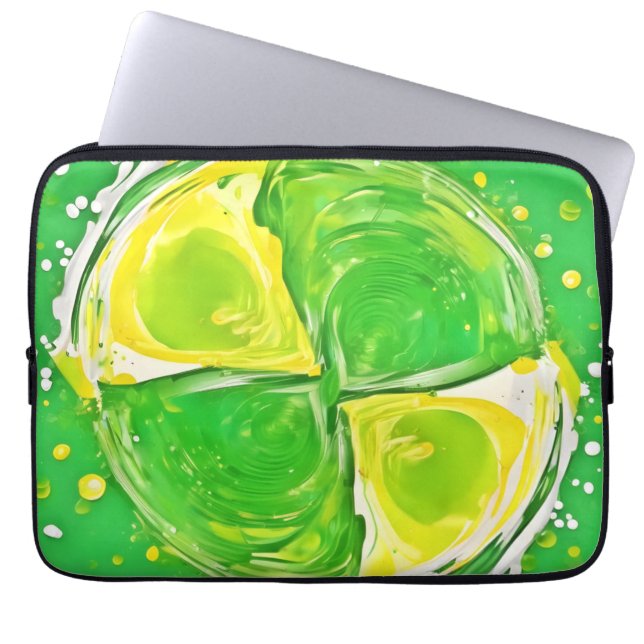 Limegroene Spiraal Laptop Sleeve (Voorkant)