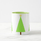 Limegroene Stippen Retro Moderne Kerstboom Mok (Midden)