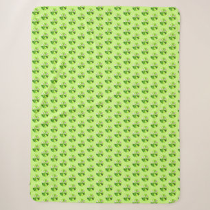 Limegroene Stippenfractal Sherpa Deken