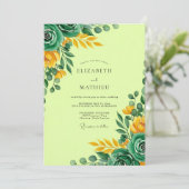 Limegroene Stralende Botanische Bruiloft Kaart (Staand voorkant)