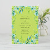 Limegroene stralende waterverf bruiloft kaart (Staand voorkant)