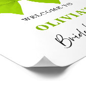 Limegroene strik bruidsfeest welkomstbord poster (Hoek)