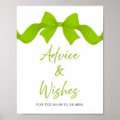 Limegroene strik bruiloft feest advies & wensen bo poster (Voorkant)