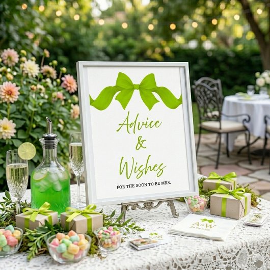 Limegroene strik bruiloft feest advies & wensen bo poster