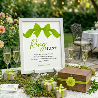 Limegroene strik ringjacht bruiloft feestspel bord poster
