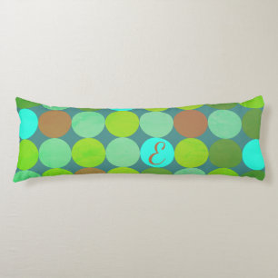 Limegroene Teal Turquoise & Roestige Cirkels Monog Lichaamskussen