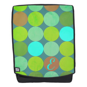Limegroene Teal Turquoise & Roestige Cirkels Monog Rugtassen