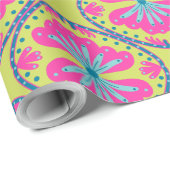 Limegroene vierkante ring bloemige cadeaupapier (Rol Hoek)