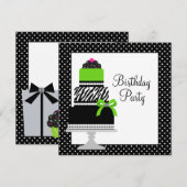 Limegroene Zebra Cake Cupcake Verjaardagsfeestje Kaart (Voorkant / Achterkant)