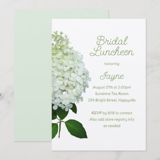 Limelight Hydrangea Bridal / Wedding Shower Kaart (Voorkant / Achterkant)