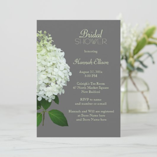 Limelight Hydrangea Grey Bridal / Wedding Shower Kaart (Staand voorkant)