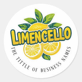 Limencello | Zwart & Wit Moderne Tekst  Ronde Sticker