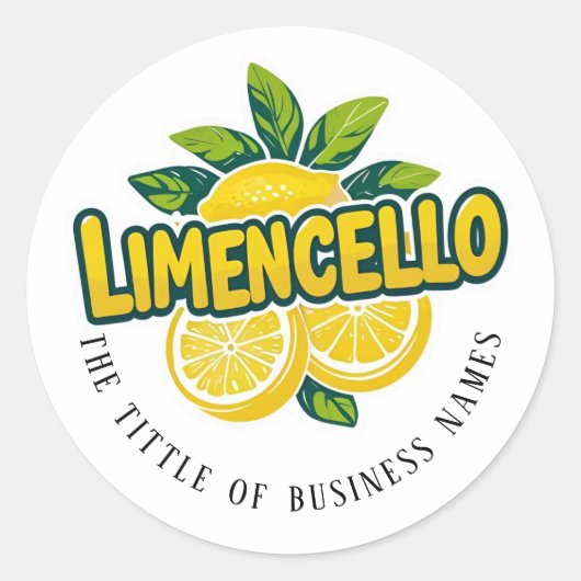Limencello | Zwart & Wit Moderne Tekst Ronde Sticker (Voorkant)
