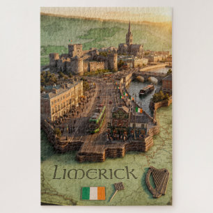 Limerick Ierland 3D Kaart Illustratie 1014 stukken Legpuzzel