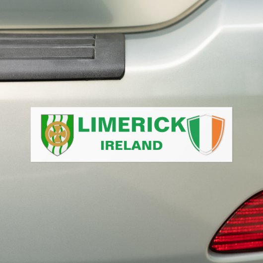 Limerick Ireland Crest en Irish Flag Bumpersticker (Op auto)