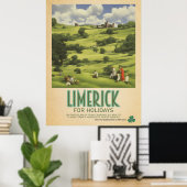 Limerick Ireland, Retro Irish Travel Advert Poster (Thuiskantoor)