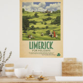 Limerick Ireland, Retro Irish Travel Advert Poster (Keuken)