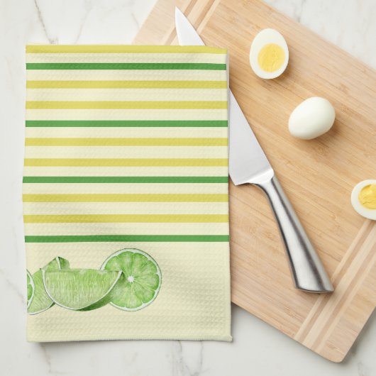 Limes en Gele & Groene Strepen Theedoek (Quarter Fold)