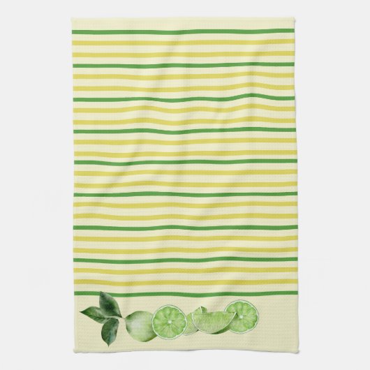 Limes en Gele & Groene Strepen Theedoek (Verticaal)