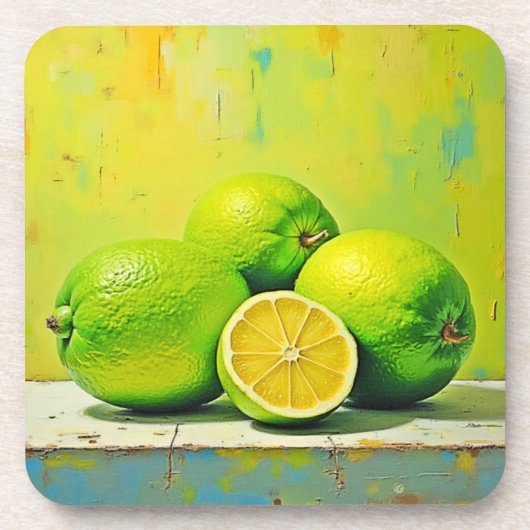 Limes' Helder Zomer Pop Design Bier Onderzetter (Voorkant)