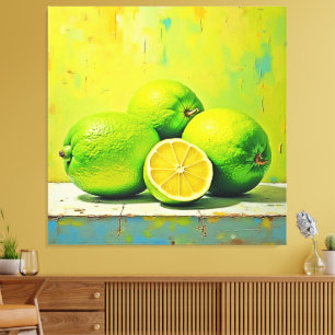 Limes' heldere zomer Pop ontwerp Canvas Afdruk
