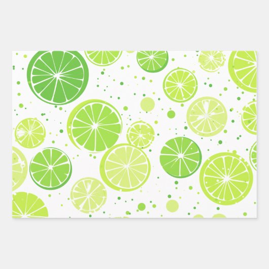 Limes in drie verschillende greens inpakpapier vel (Voorkant 3)