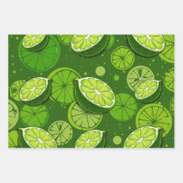 Limes in drie verschillende greens inpakpapier vel