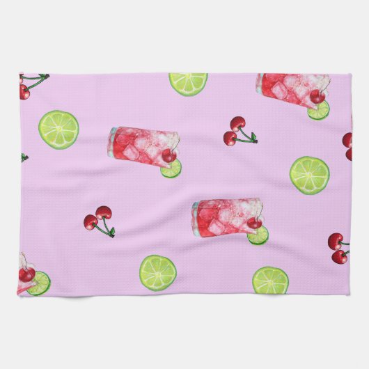 Limes Kersen Cocktails Roze Theedoek (Horizontaal)