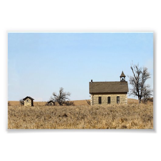 Limestone Bichet One-Room Schoolhouse, Kansas Foto Afdruk (Voorkant)