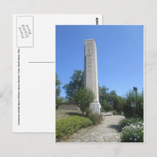 Limestone obelisk, William Henry Harrison Tomb Briefkaart (Voorkant / Achterkant)