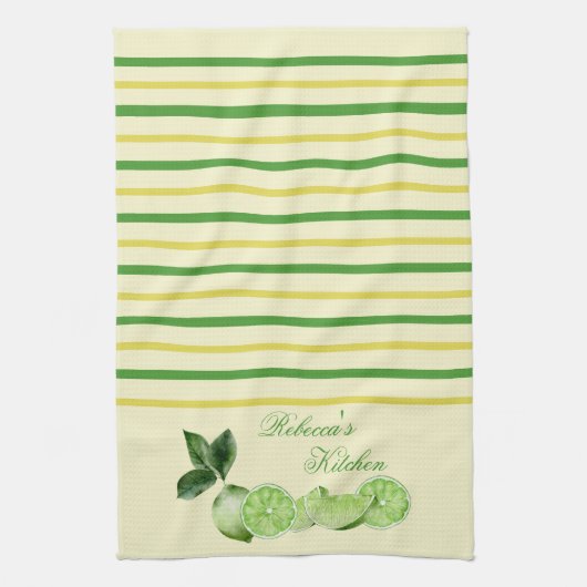 Limieten en geel- en groene strepen, speciaal aang theedoek (Verticaal)