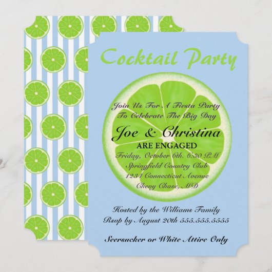 Limieten en Seersucker Fiesta Cocktail Party Card Kaart (Voorkant / Achterkant)