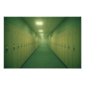 Liminal Locker Room Hall – Dreamcore achterkamers Foto Afdruk (Voorkant)