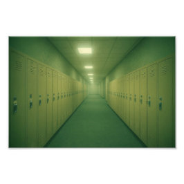 Liminal Locker Room Hall – Dreamcore achterkamers Foto Afdruk
