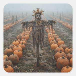 Liminale pompoenplek griezelige Halloween-vogelver Vierkante Sticker