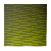 Liminous Olive Green Zigzag Pattern Tegeltje (Voorkant)