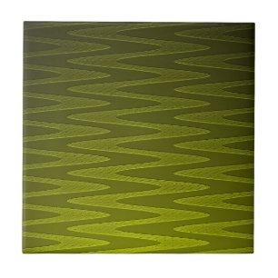 Liminous Olive Green Zigzag Pattern Tegeltje