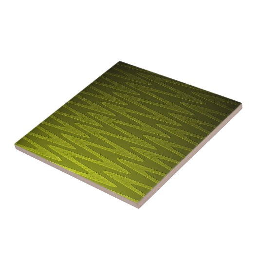 Liminous Olive Green Zigzag Pattern Tegeltje (Zijkant)