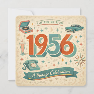 Limited Editie 1956 Verjaardag   50s Retro Stijl Feestdagenkaart
