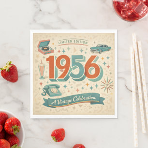 Limited Editie 1956 Verjaardag 50s Retro Stijl Servet
