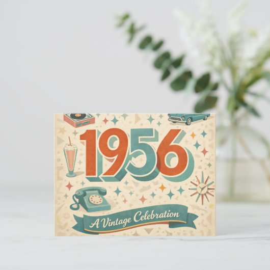 Limited Edition 1956 Birthday Card | 50s Retro Briefkaart (Staand voorkant)