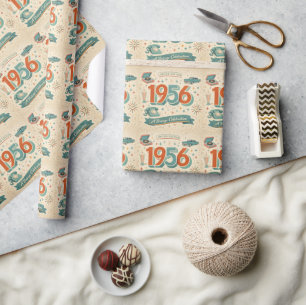 Limited Edition 1956 Verjaardag 50s Retro Stijl Cadeaupapier